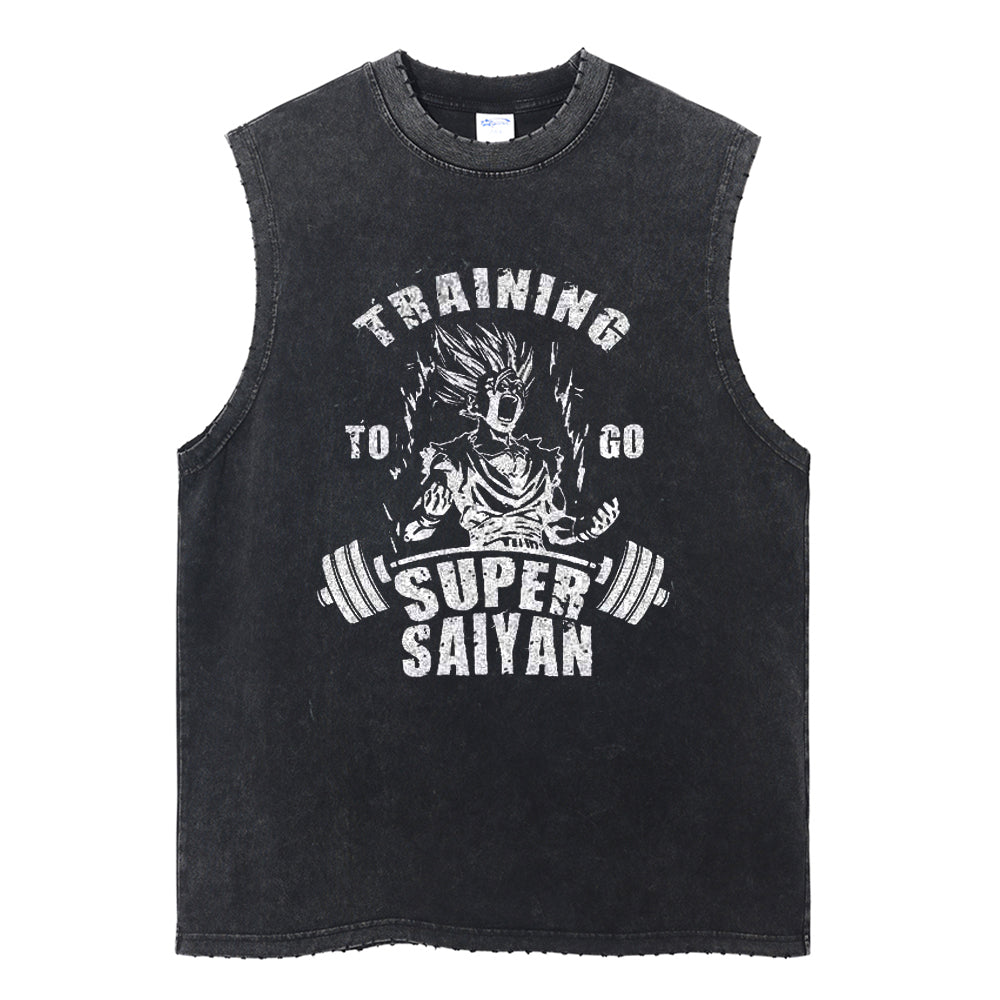 Training To Go Super Saiyan Vintage Washed Tank Top